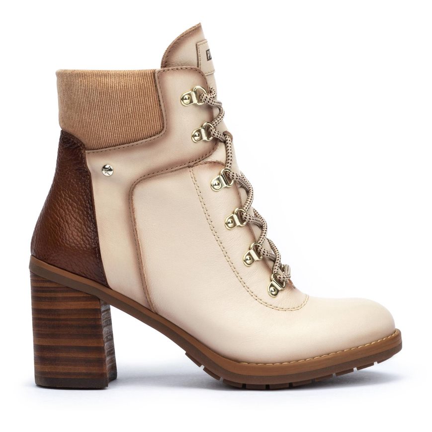 Women\'s Pikolinos POMPEYA Ankle Boots Cream / Brown | NZ K29571Q